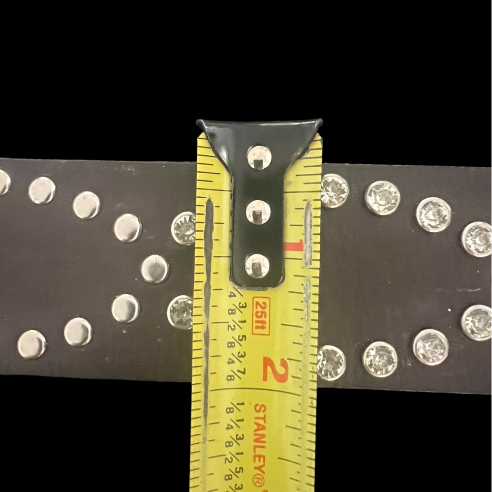 Anthropologie belt grommeted silver leather rhinestones western silver brass - Picture 15 of 15